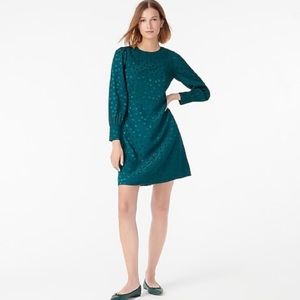 NWT J Crew Green Shift Dress in Jacquard Floral